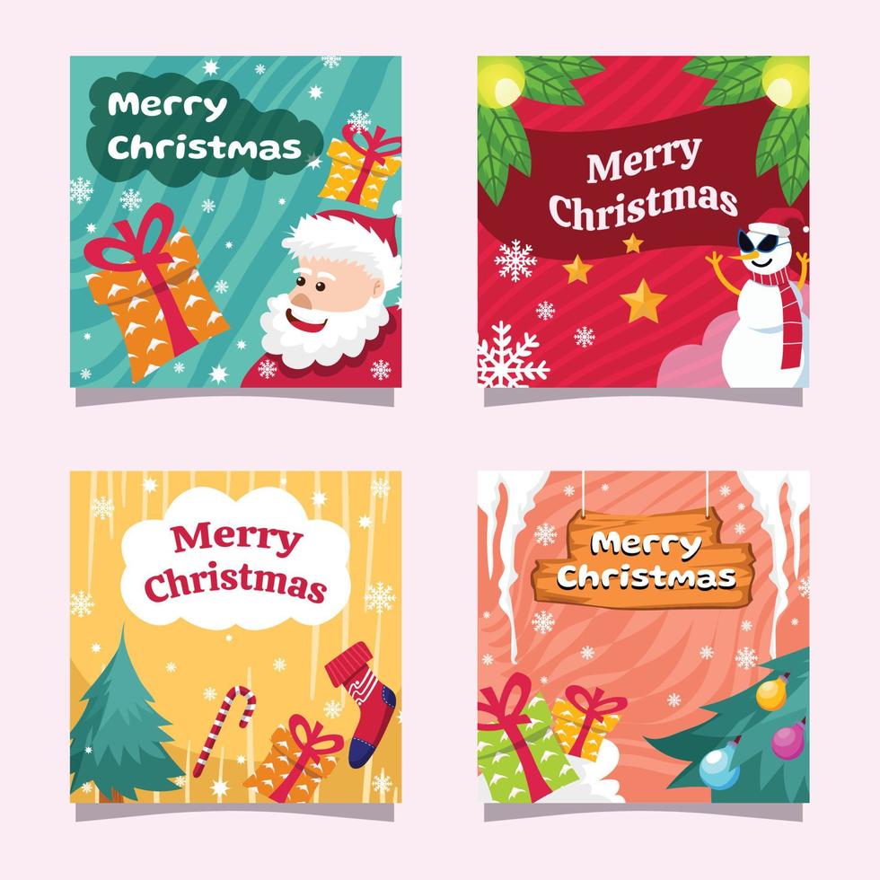 Merry Christmas Social Media Template vector