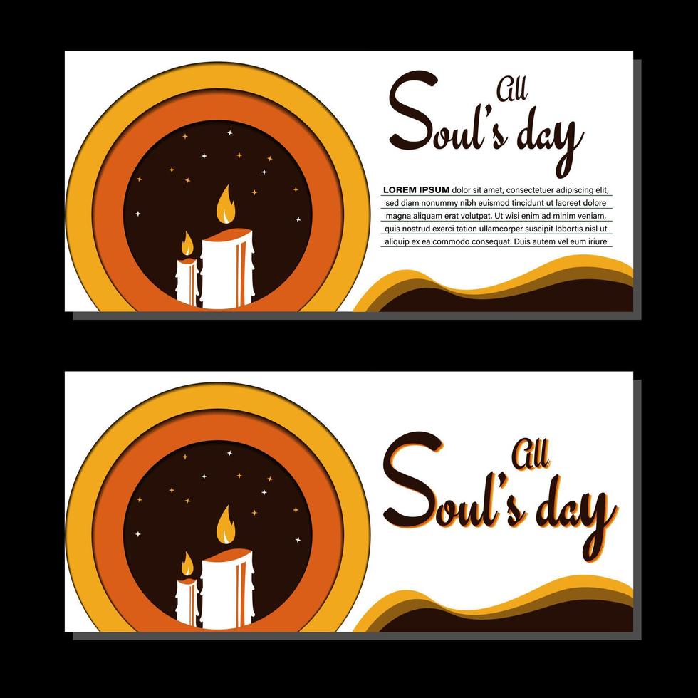 All Souls Day Vector Illustration. Greeting card or background. With candle, leaf, and candlelight icon. Premium and luxury design template