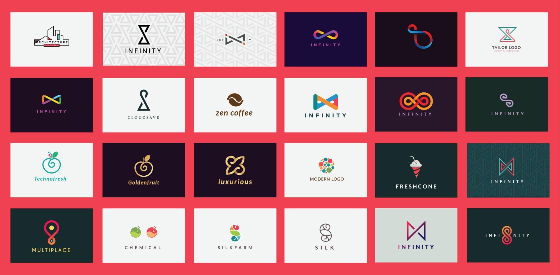 set of ultimate logo collection usable for any kind of business and industry vector