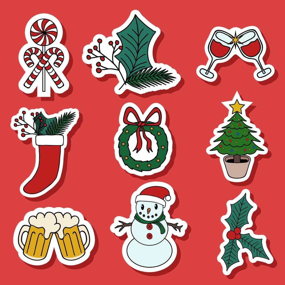 christmas sticker vector illustration