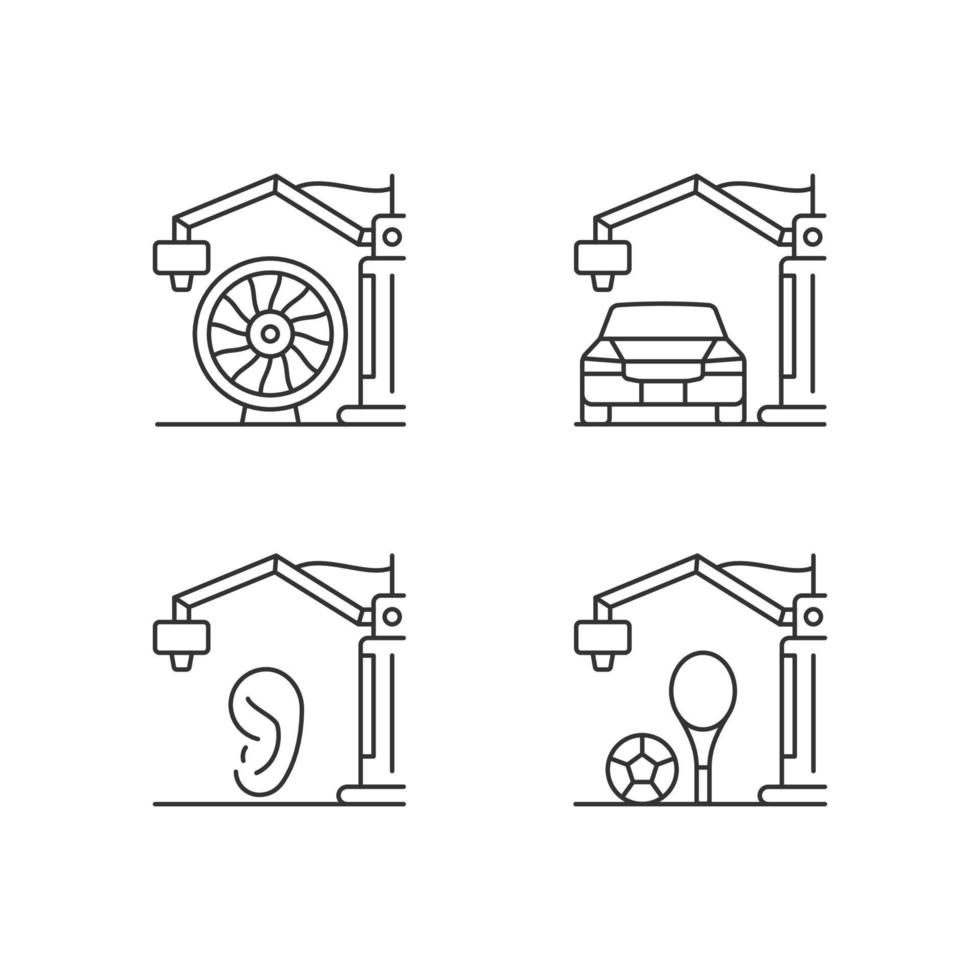 Manufacturing process linear icons set vector