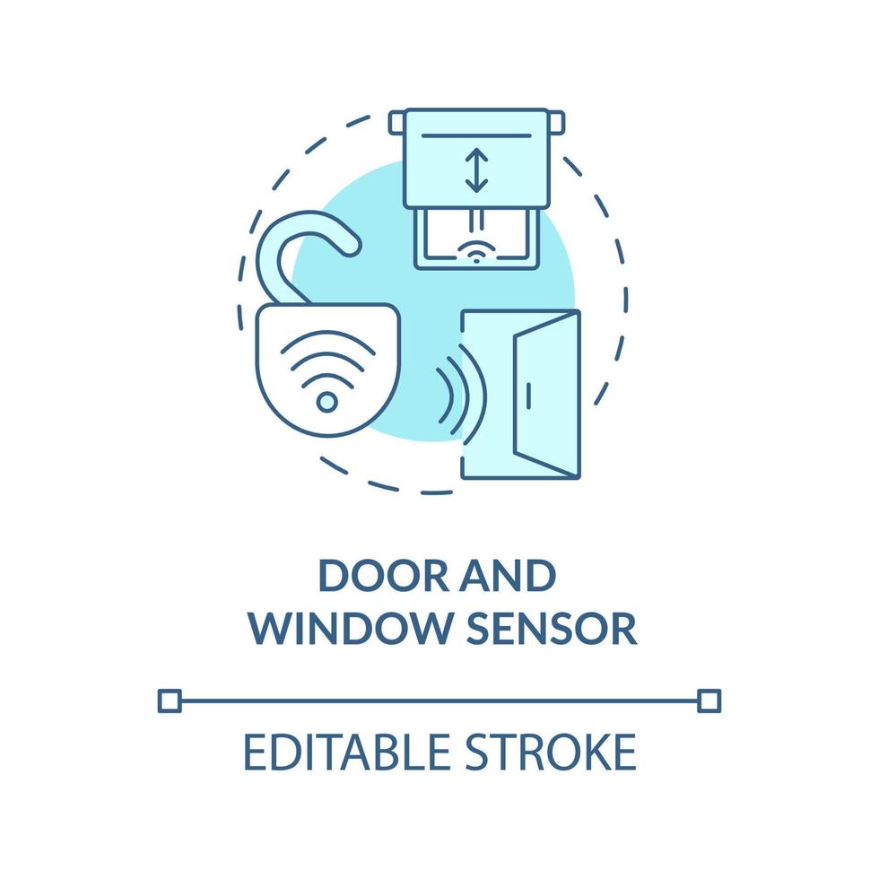 Door and window sensor blue concept icon vector