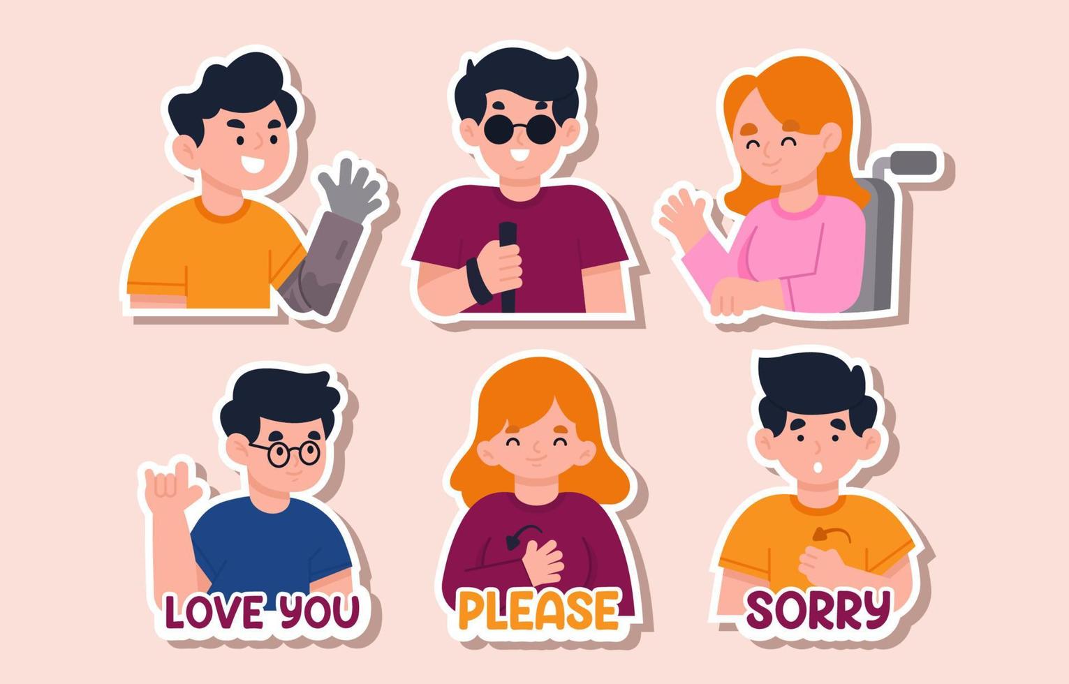 Stickers of International Day of People with Disability vector