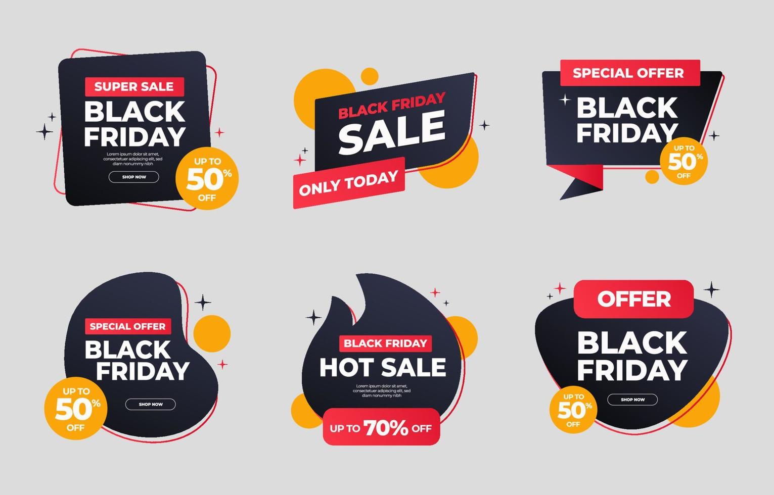 Set of Black Friday Sale Stickers vector