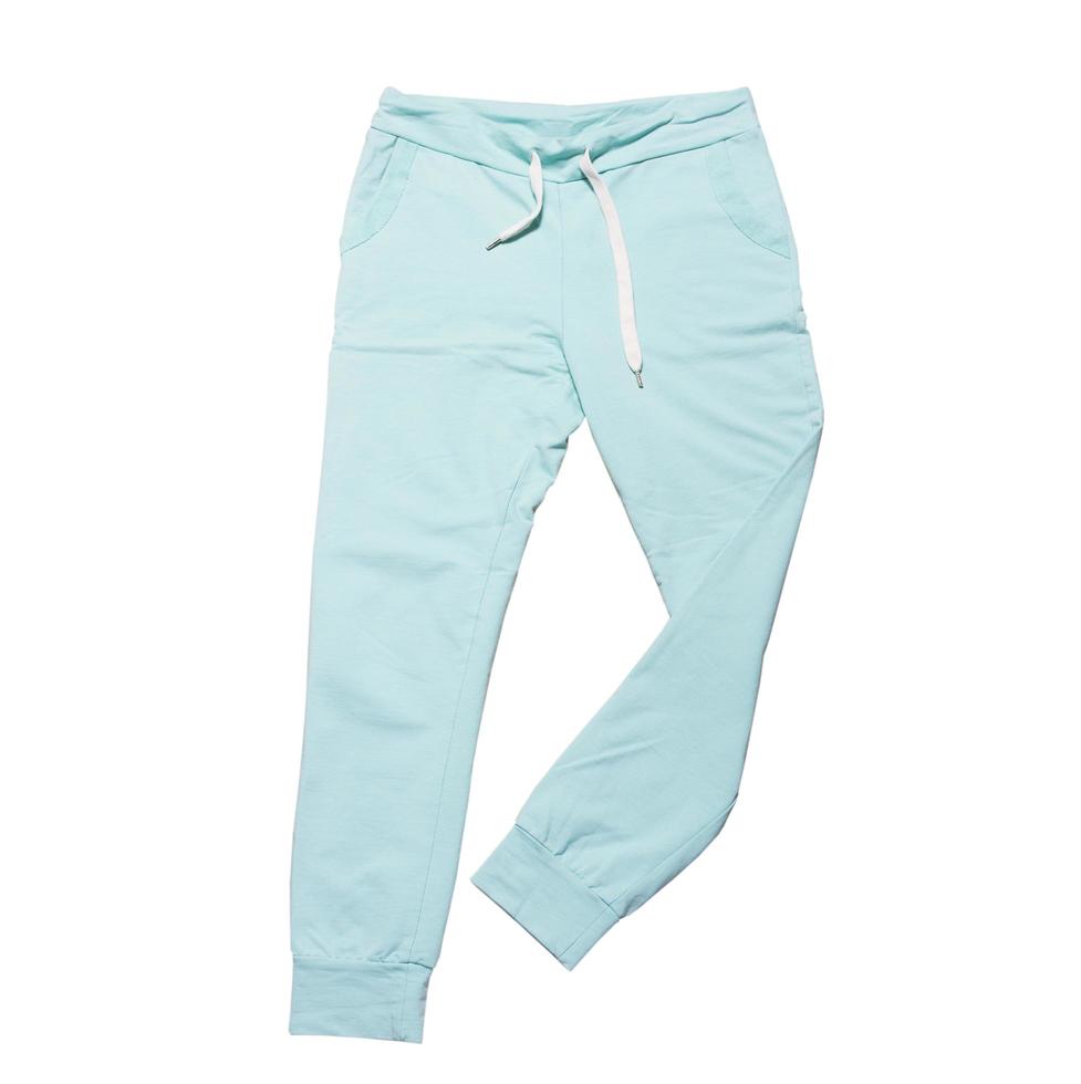 blue female sports pants mock up isolated on white photo