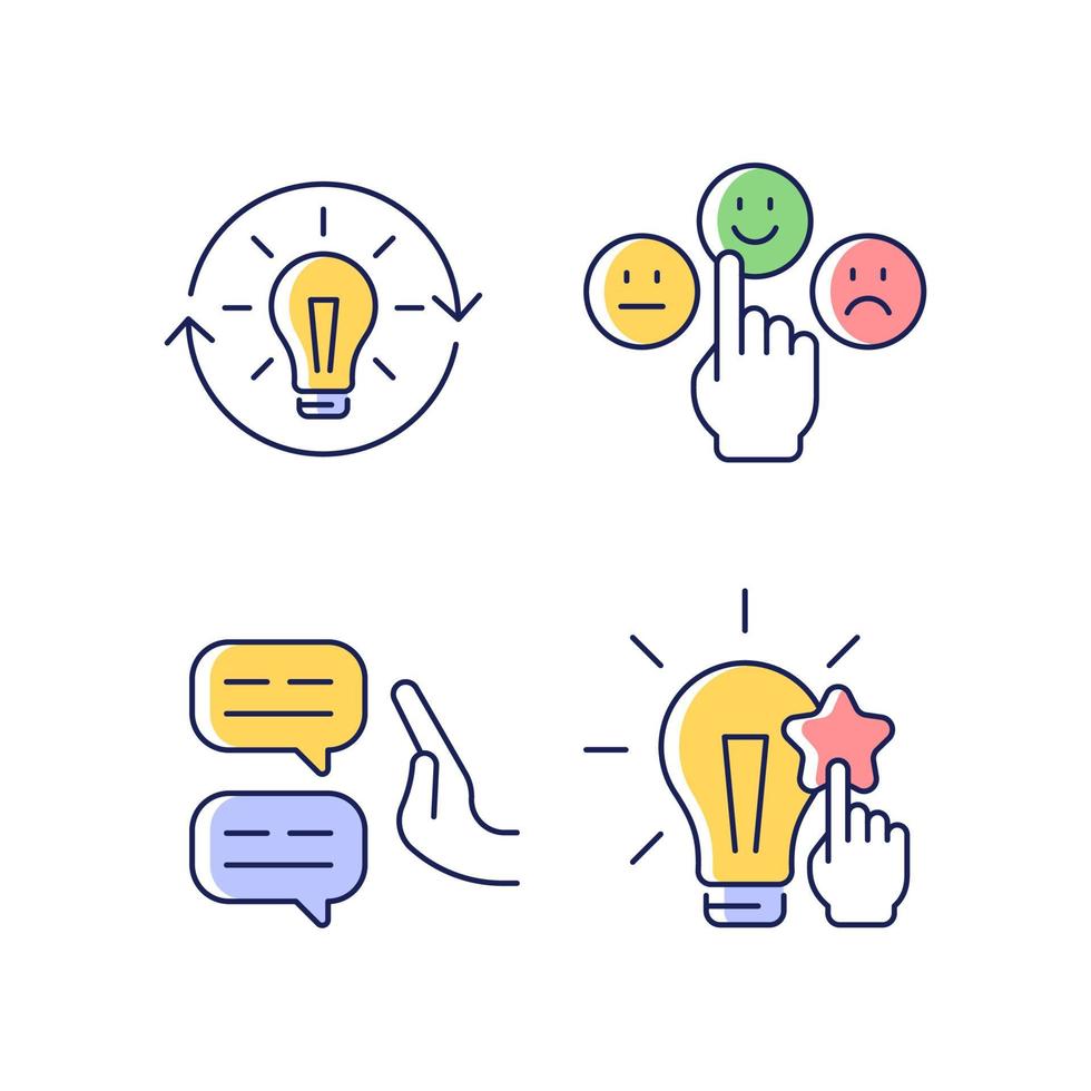 Logical and rational thinking RGB color icons set vector