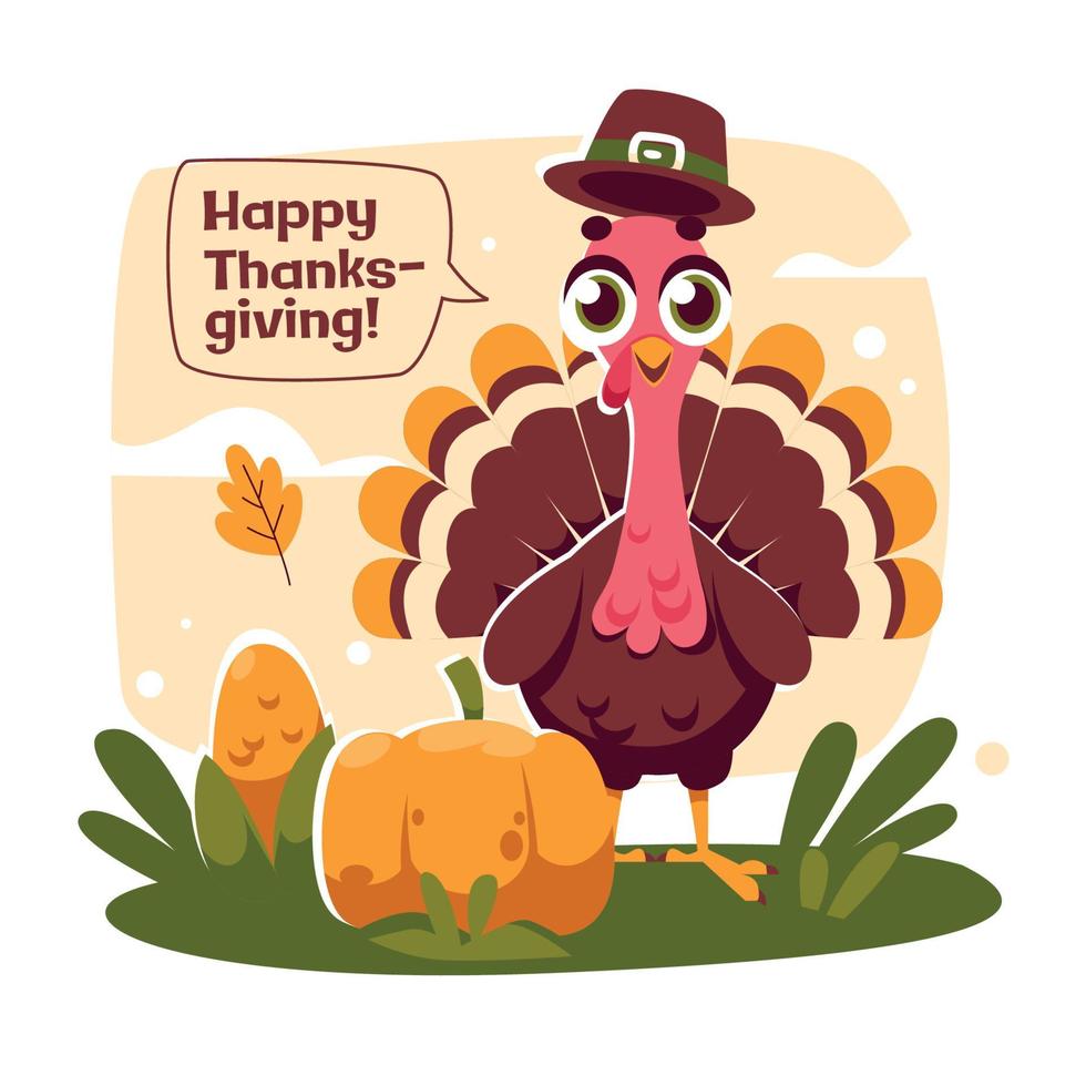 Happy Thanksgiving with Cute Turkey vector