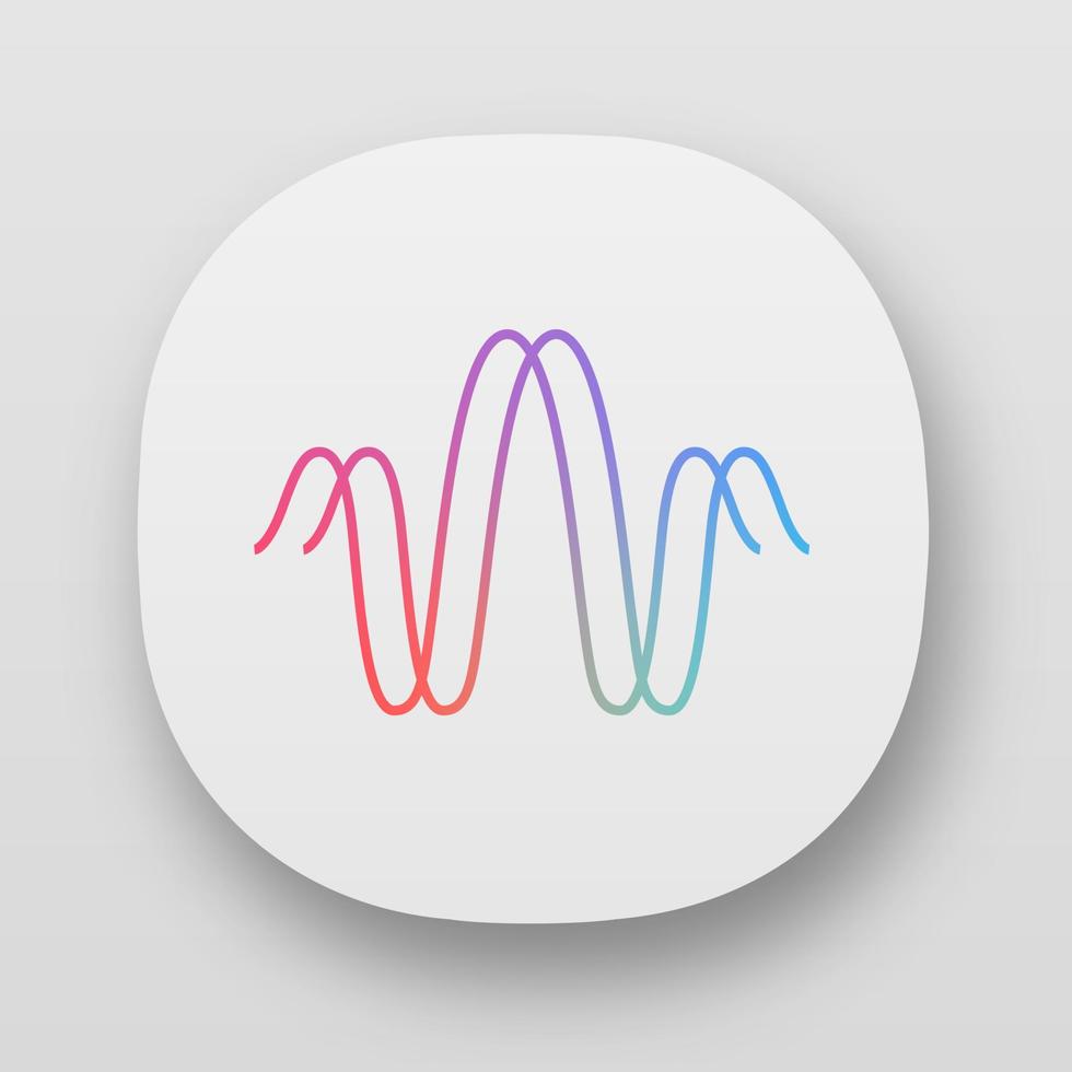 Parallel sound waves app icon. Digital soundwave. Voice recording signal logotype. Soundtrack, music playing frequency. Web or mobile applications. Vector isolated illustration