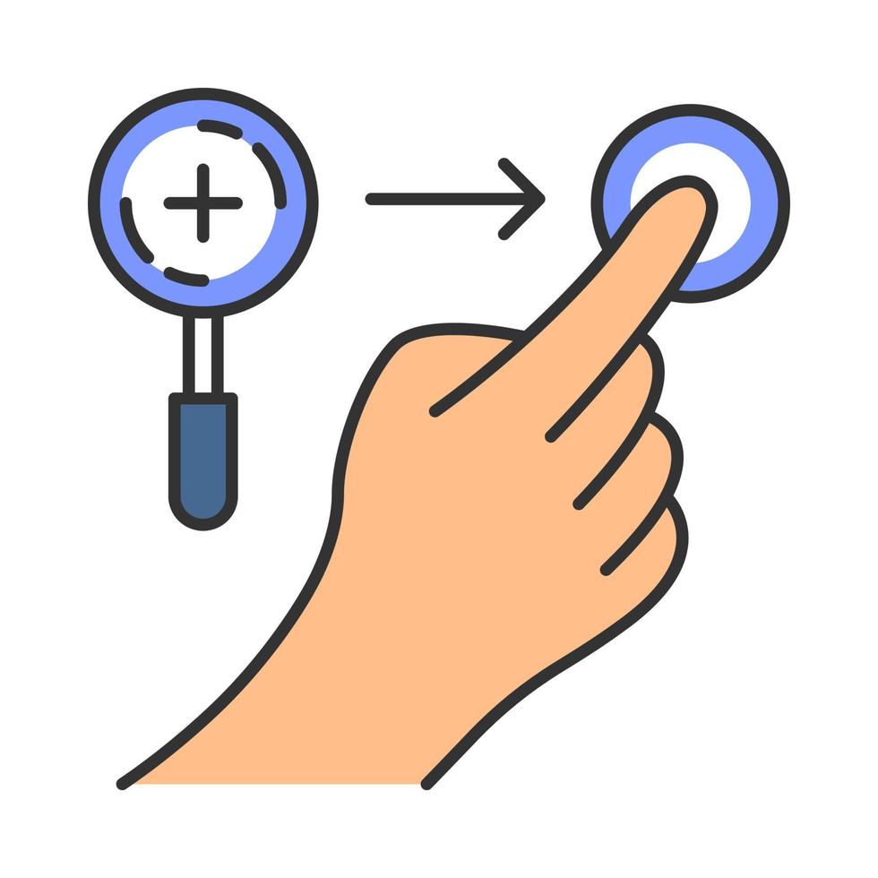 Zoom in horizontal gesture color icon vector