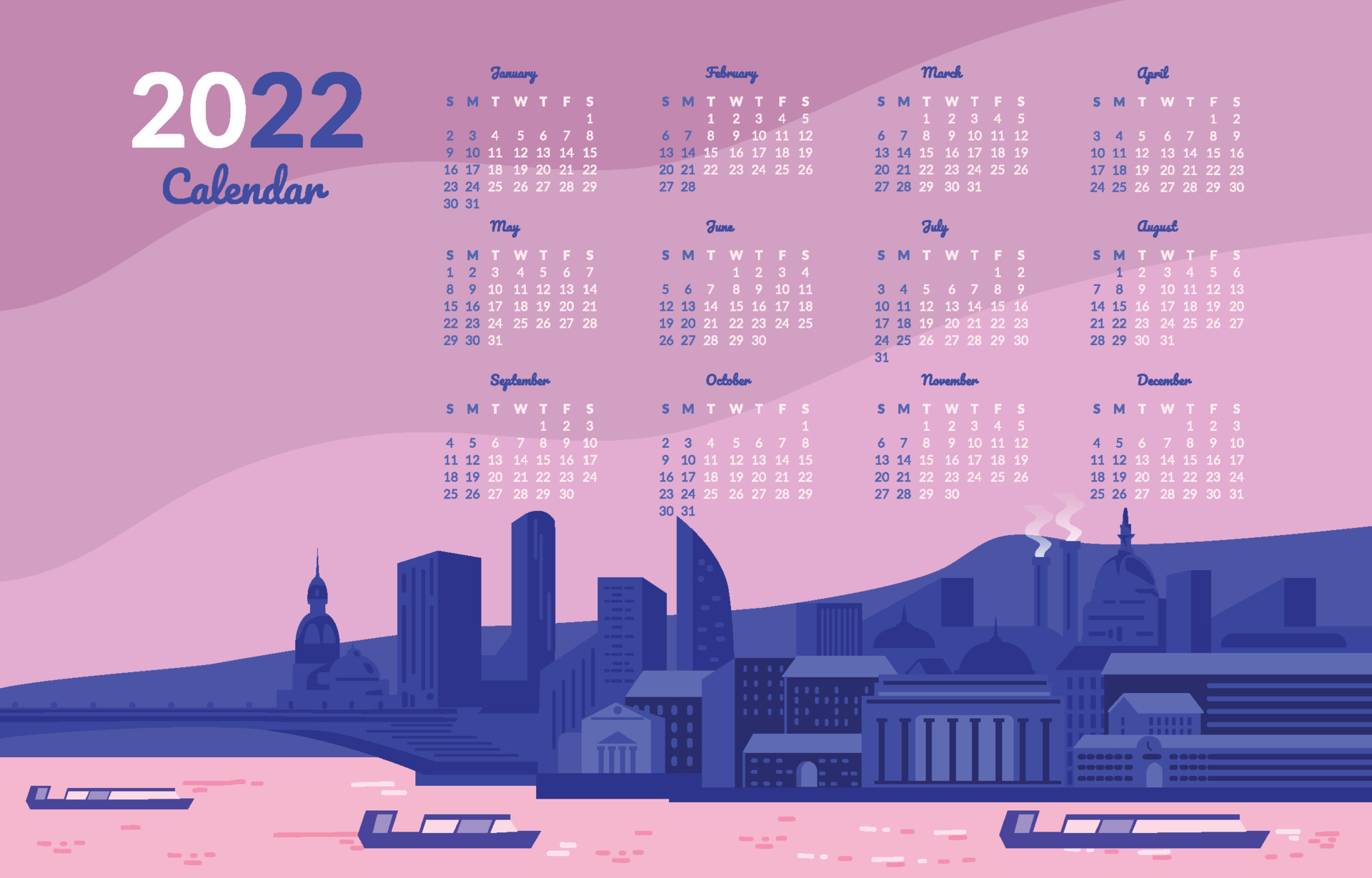 Modern Industry Landscape City Calendar Template 3737656 Vector Art at