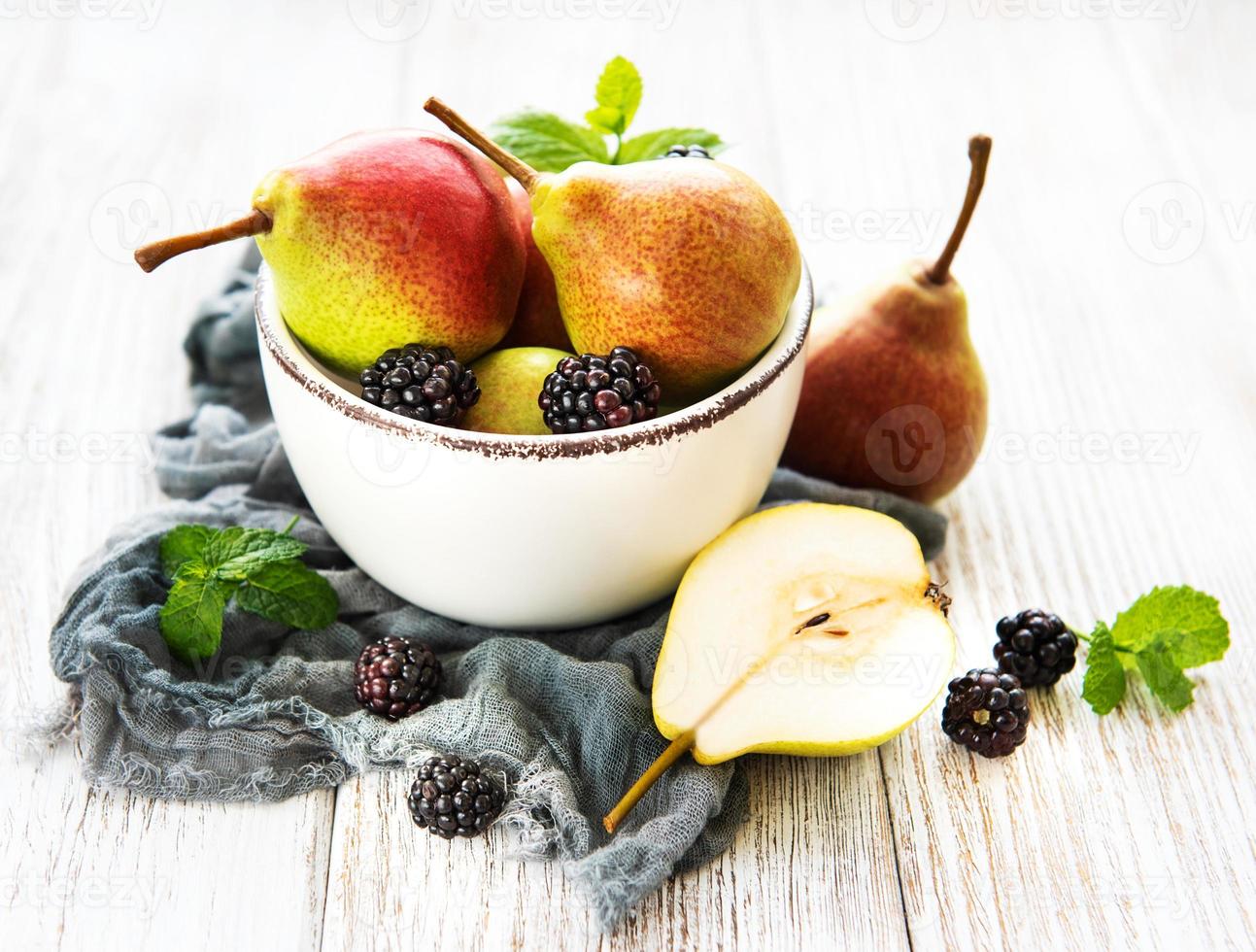 Pears on a bowl photo