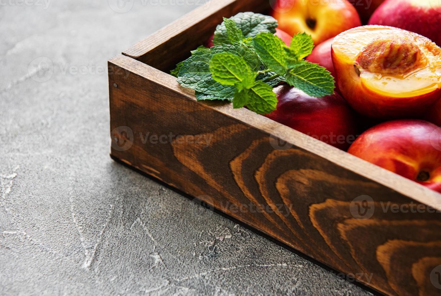 Box with nectarines photo