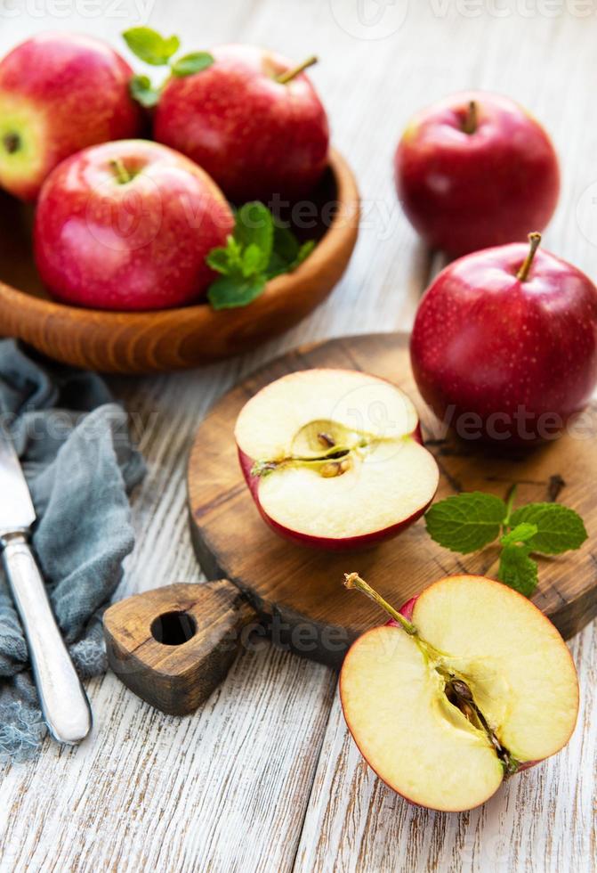 Bowl with red apples photo