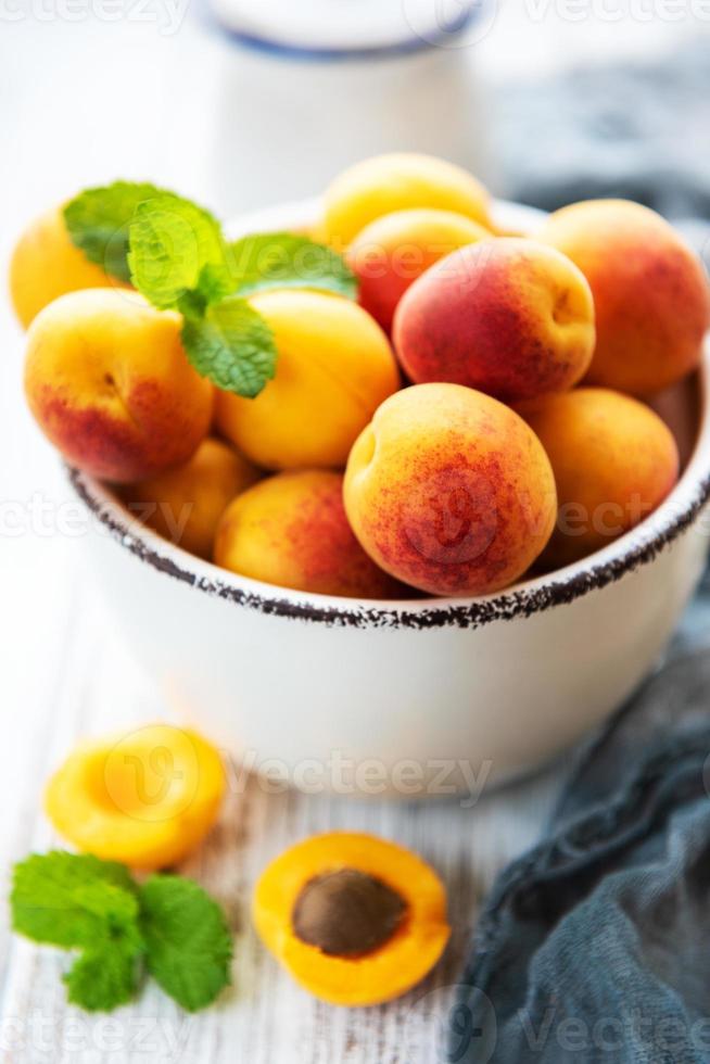 Fresh apricots on a table photo