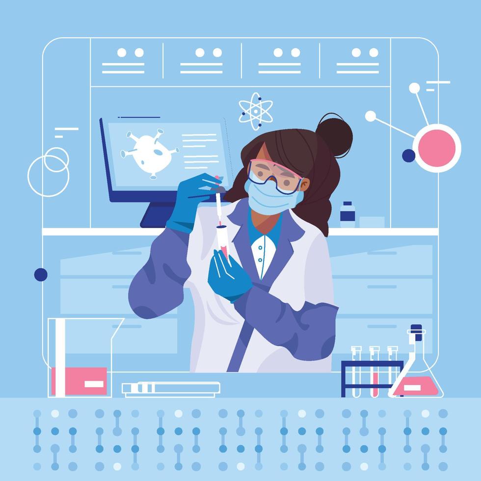 Chemist Pour Chemical into Container vector