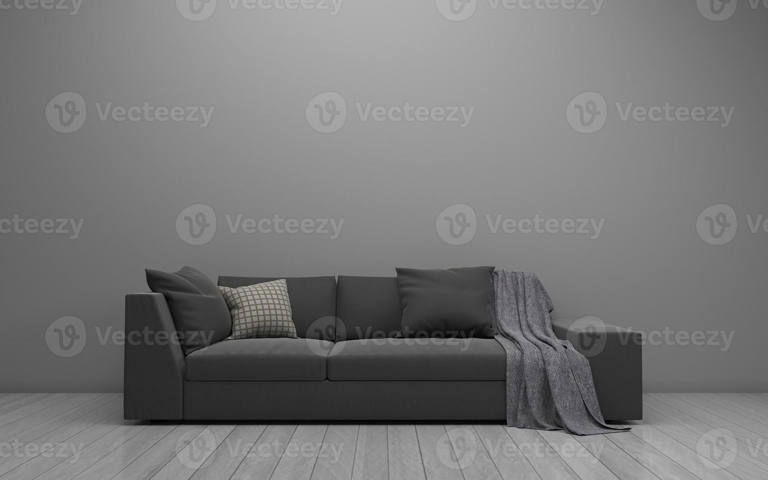 3D Rendered of Interior Modern Living Room with Sofa - Couch and Table Realistic Mockup photo