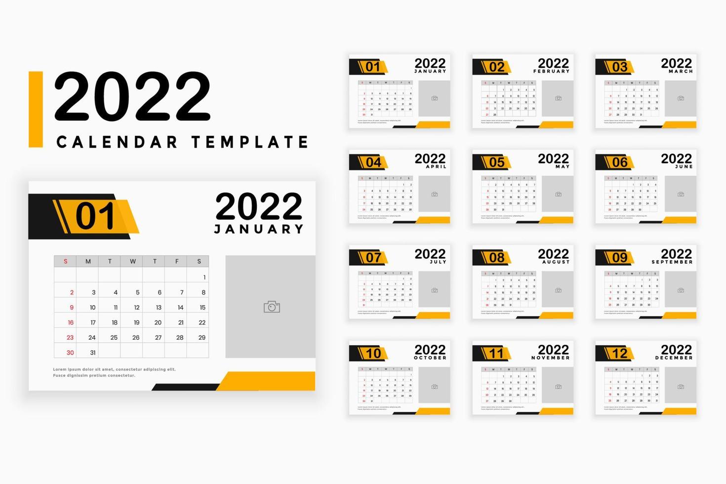 2022 Calendar Template vector