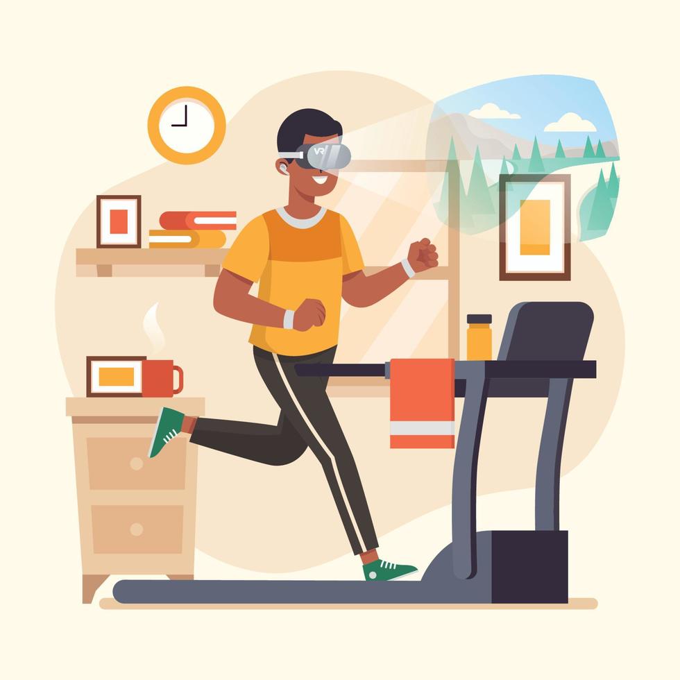 Virtual Reality Workout In Home vector