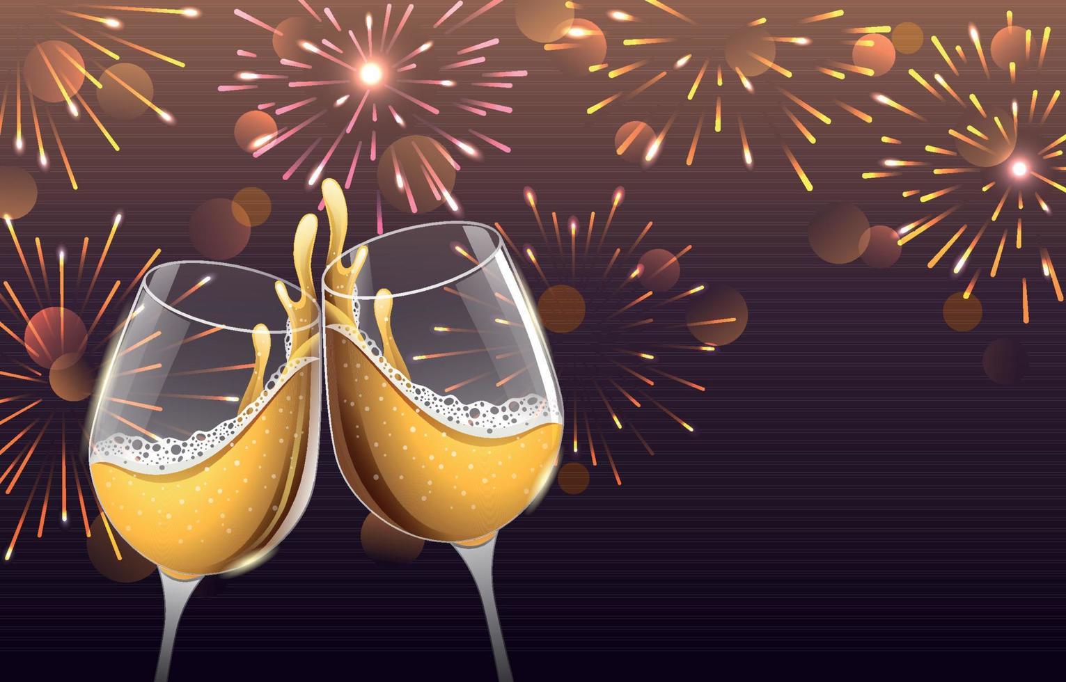 Champagne Toast With Fireworks Background vector