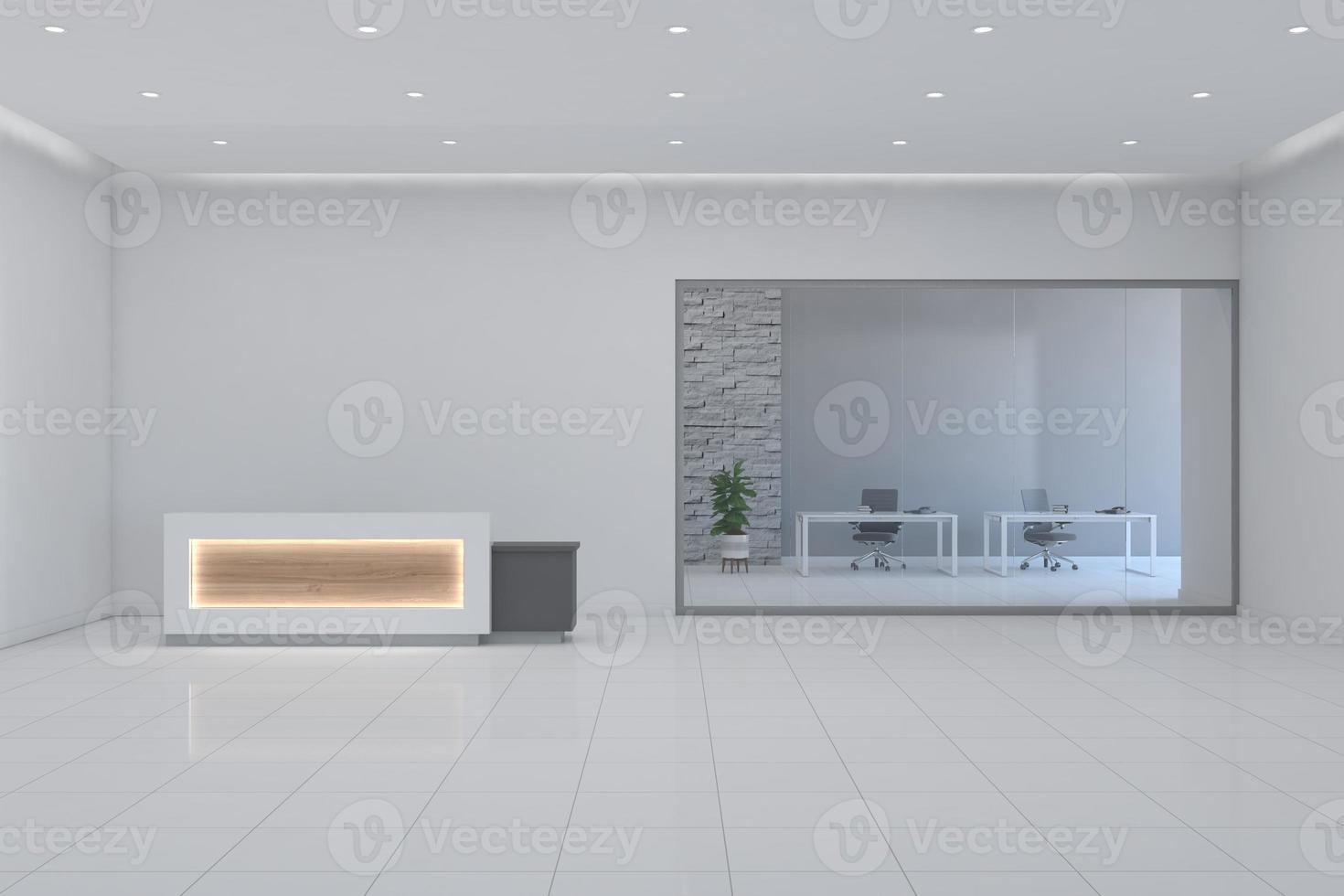 Office Reception Desk Mockup front view interior design photo