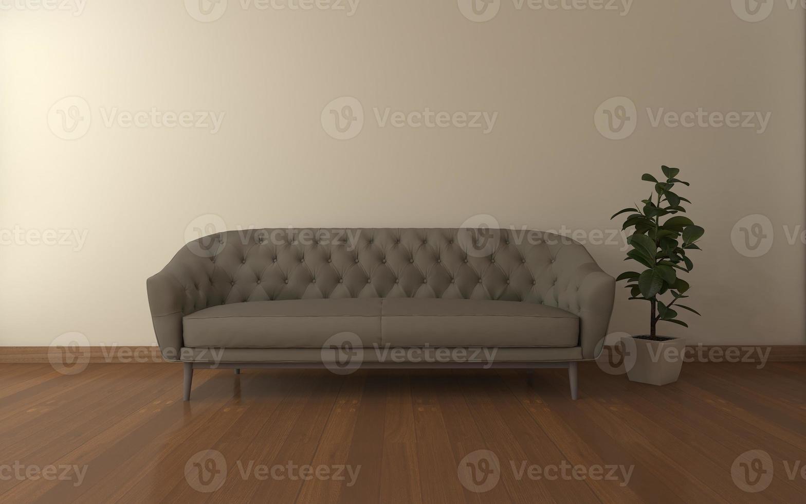 3D Rendered of Interior Modern Living Room with Sofa - Couch and Table Realistic Mockup photo