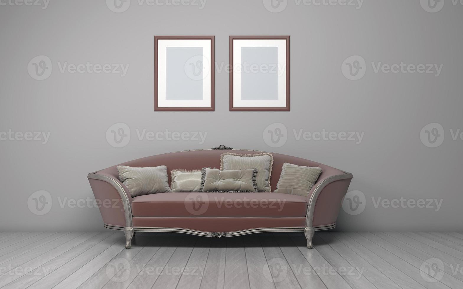 3D Realistic Mockup of living room Interior photo