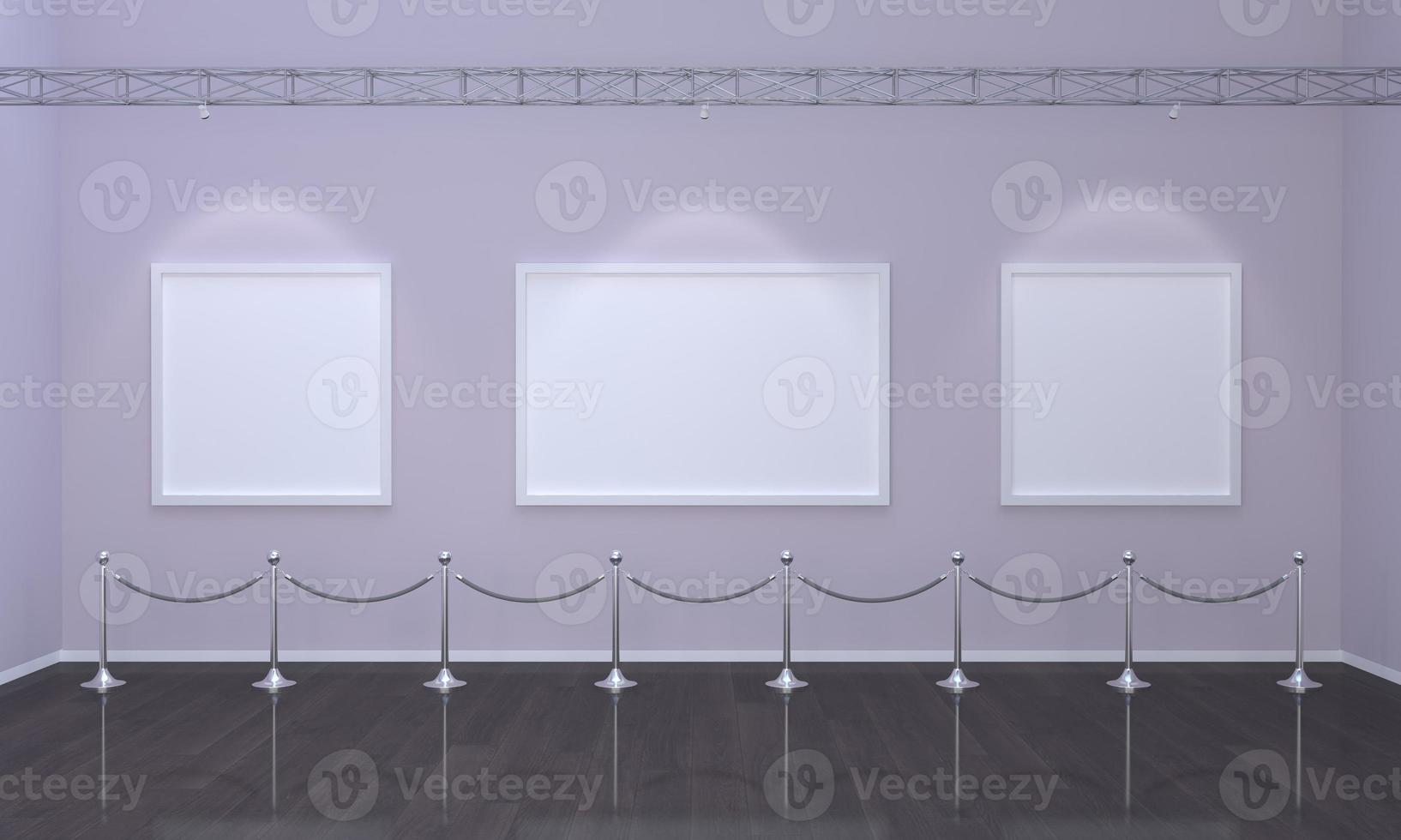 Art Gallery Frames Mockup 3D Illustration and 3D rendering photo