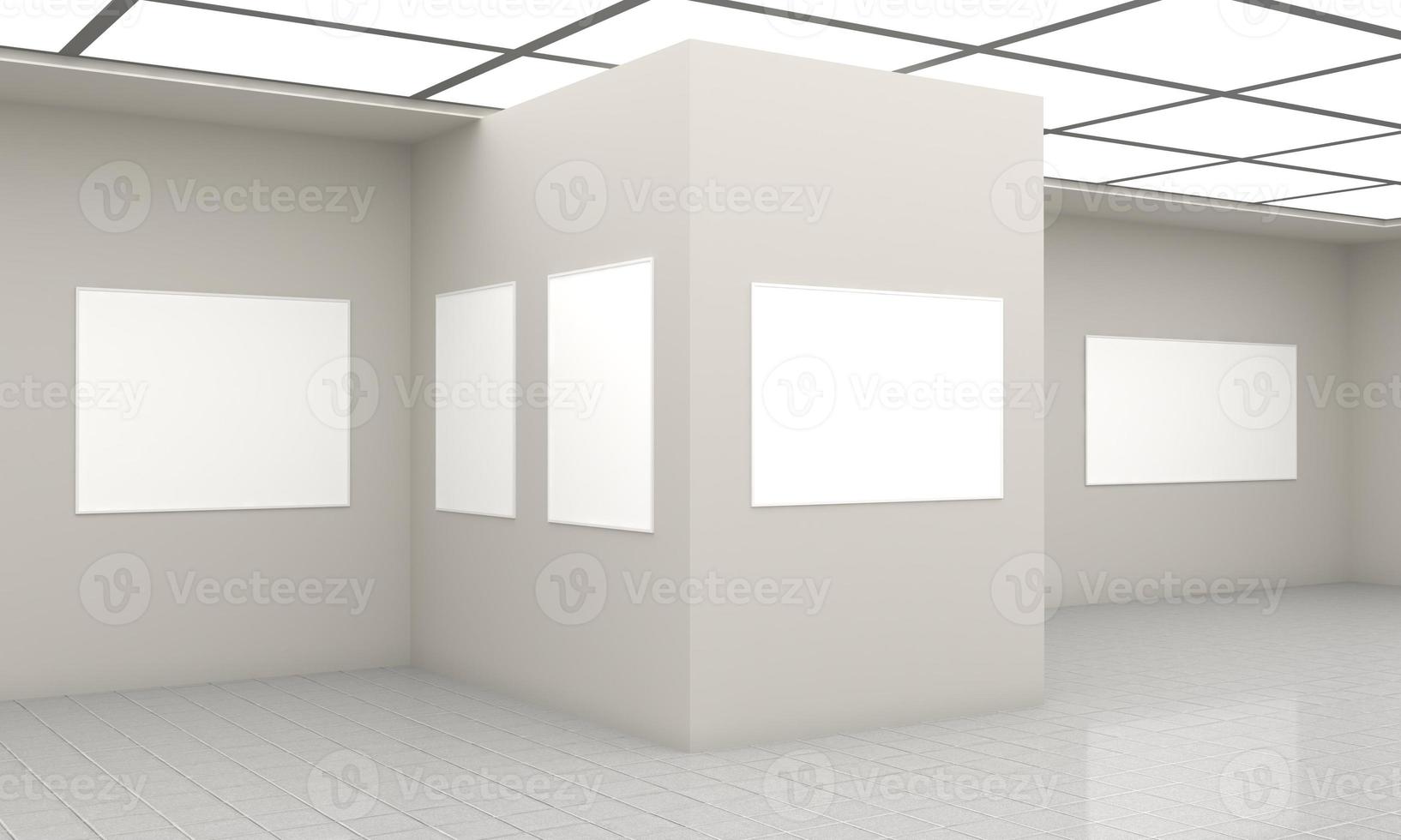 Art Gallery Frames Mockup 3D Illustration and 3D rendering photo