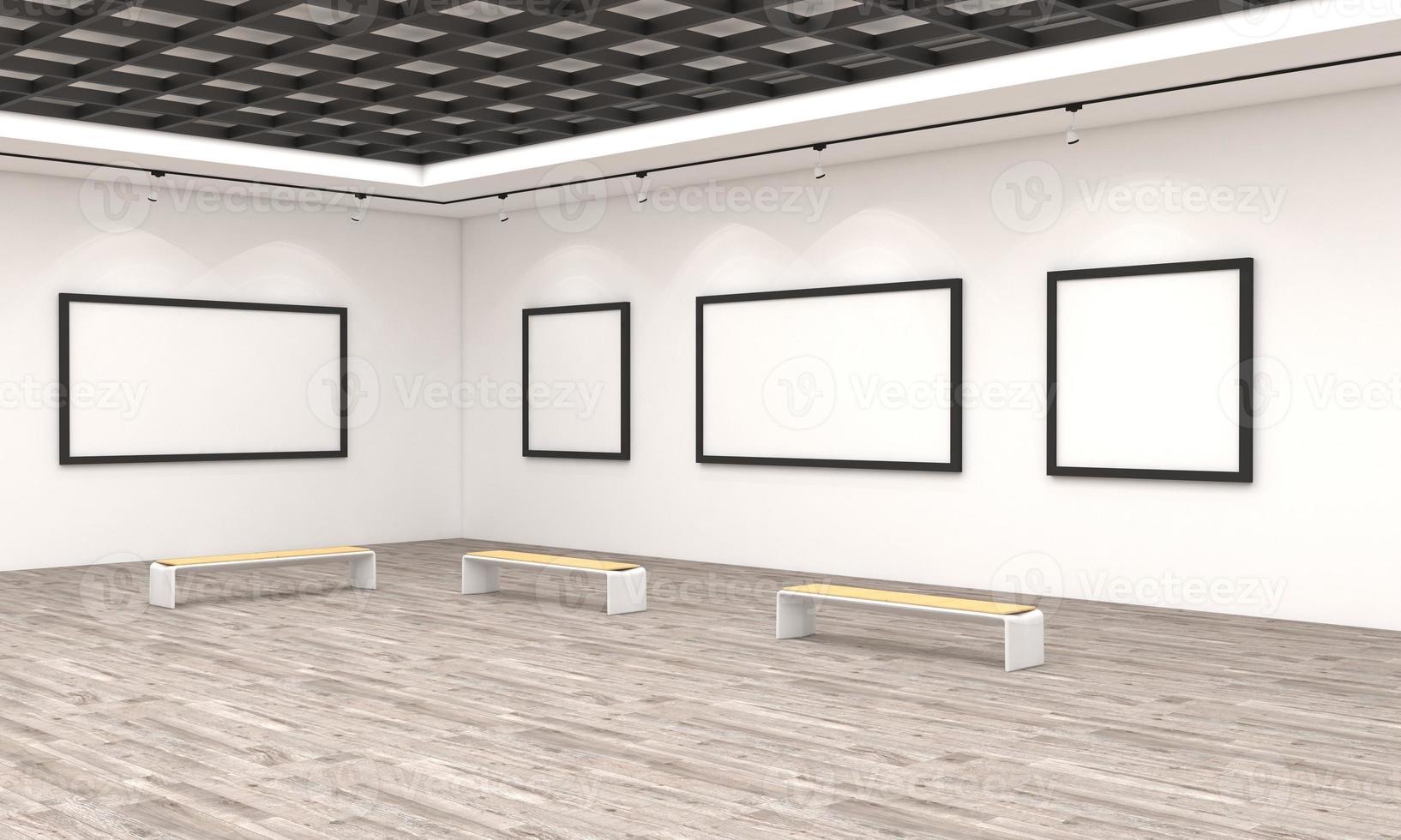 Art Gallery Frames Mockup 3D Illustration and 3D rendering photo