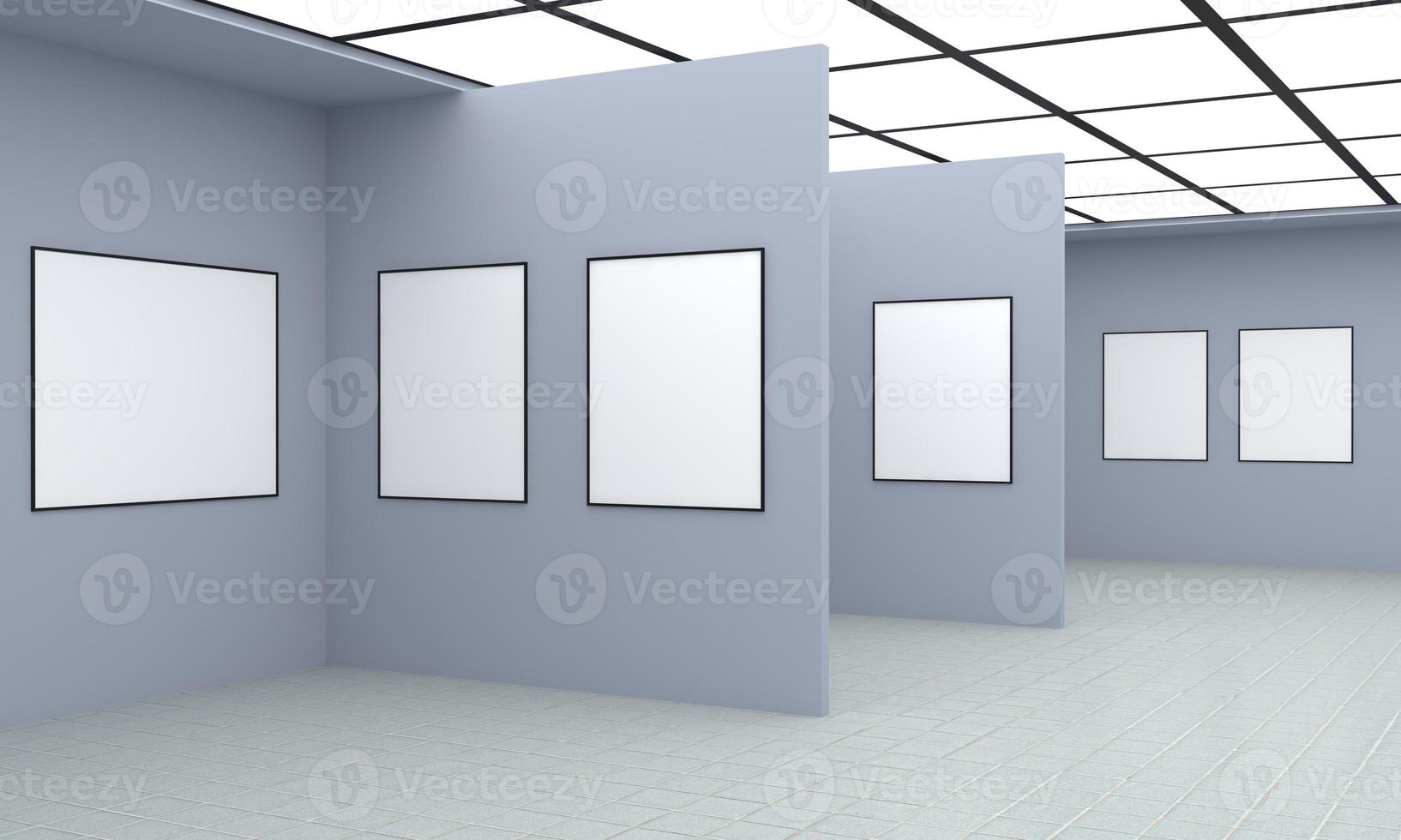 Art Gallery Frames Mockup 3D Illustration and 3D rendering photo