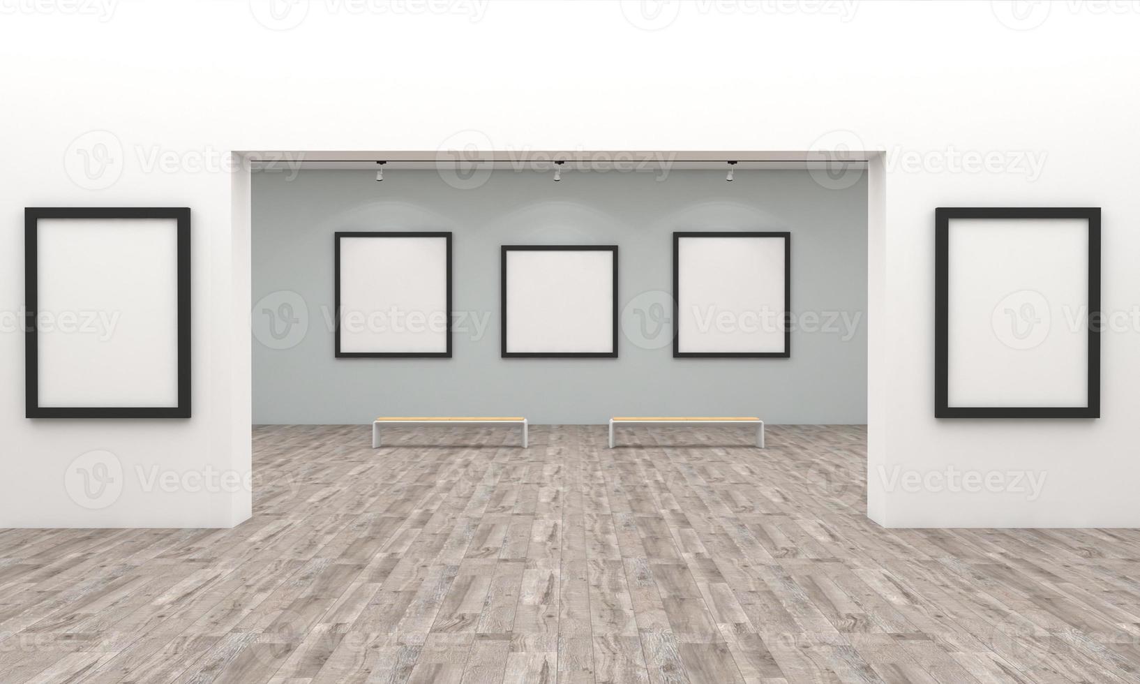 maqueta de marcos de galería de arte ilustración 3d y renderizado 3d foto