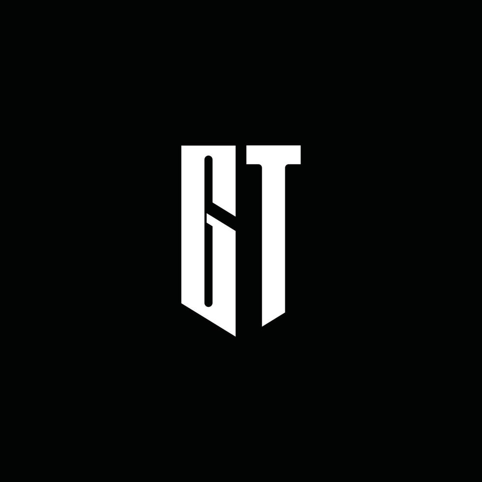 GT logo monogram with emblem style isolated on black background vector