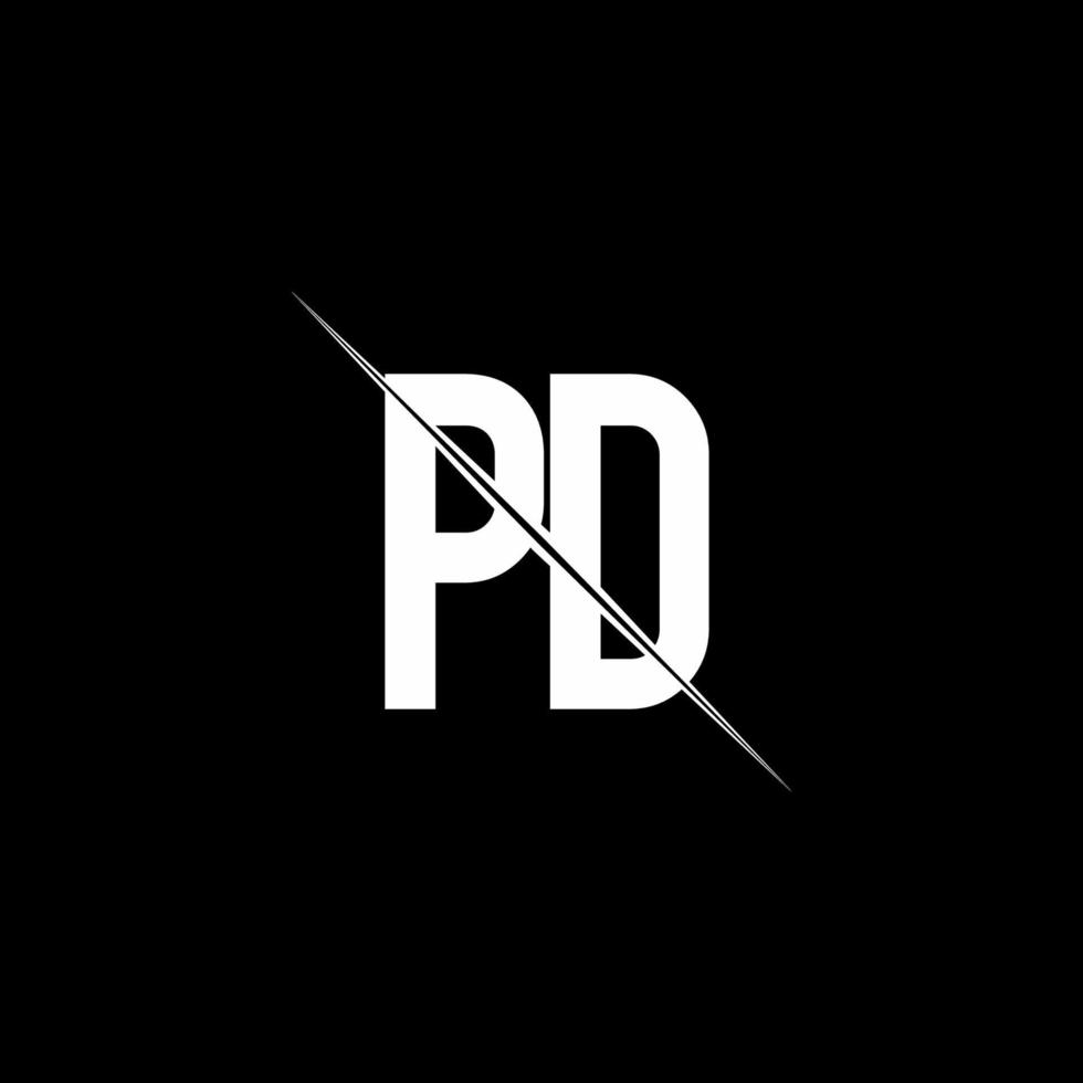 PD logo monogram with slash style design template vector