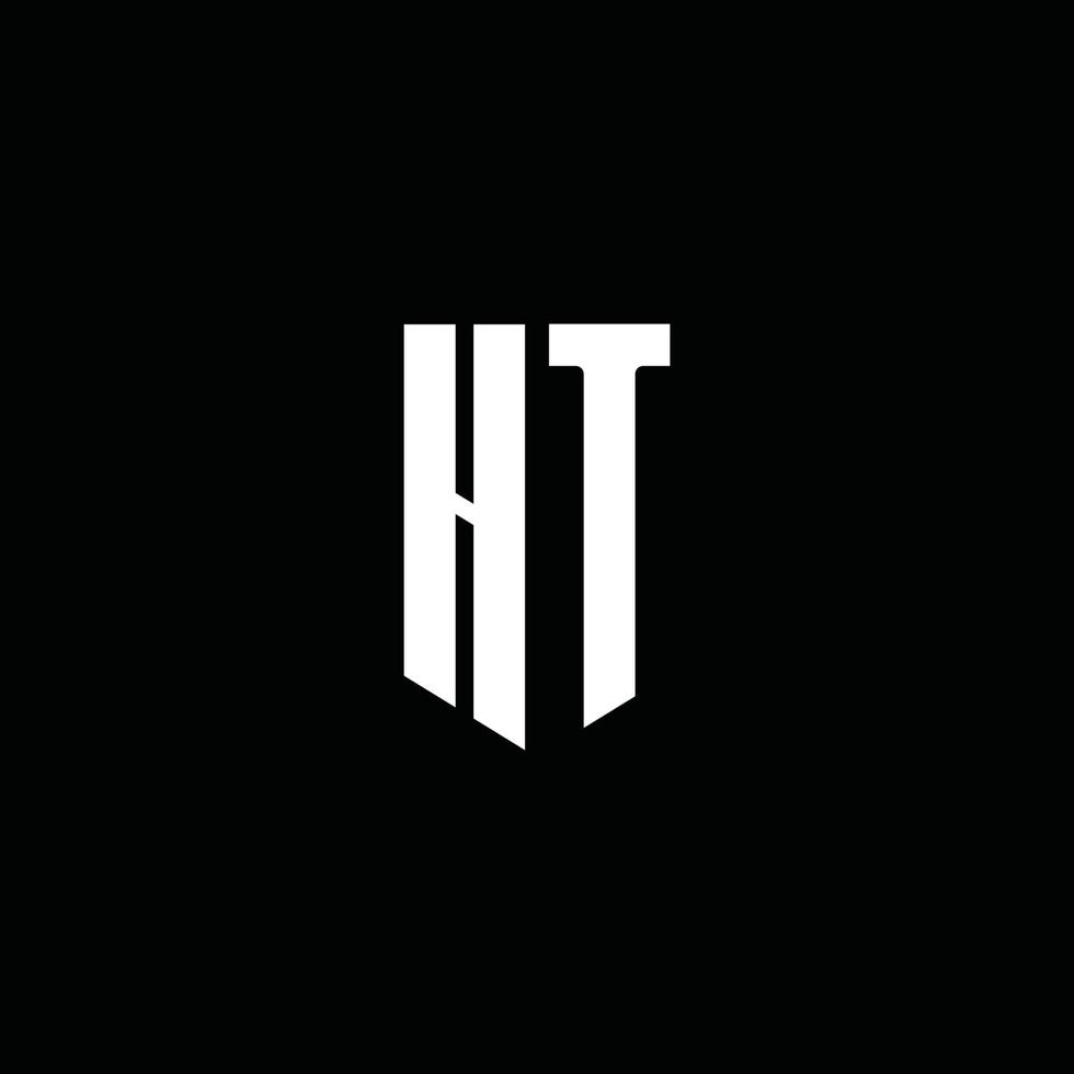 Monograma del logotipo de ht con estilo emblema aislado sobre fondo negro vector