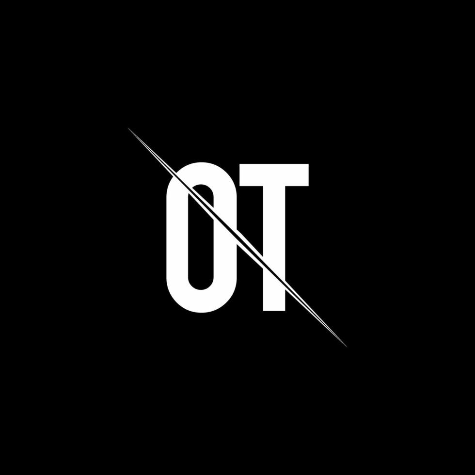 OT logo monogram with slash style design template vector