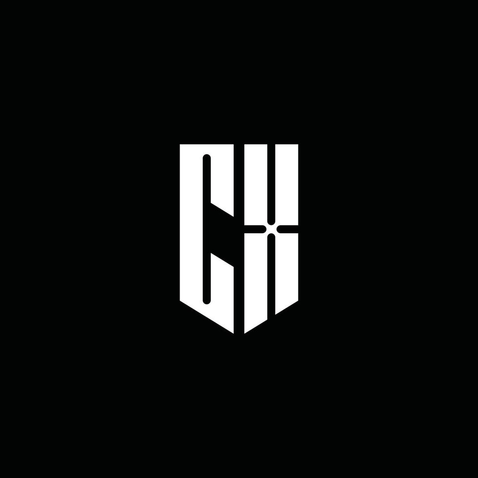 CX logo monogram with emblem style isolated on black background vector