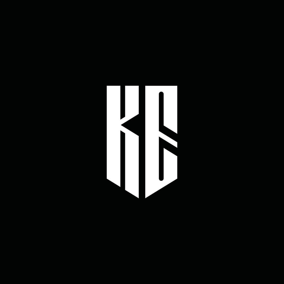 KE logo monogram with emblem style isolated on black background vector