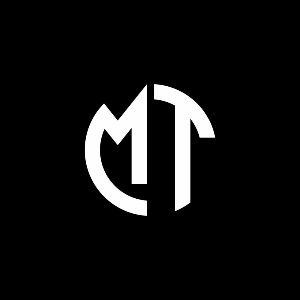 plantilla de diseño de estilo de cinta de círculo de logotipo de monograma mt vector
