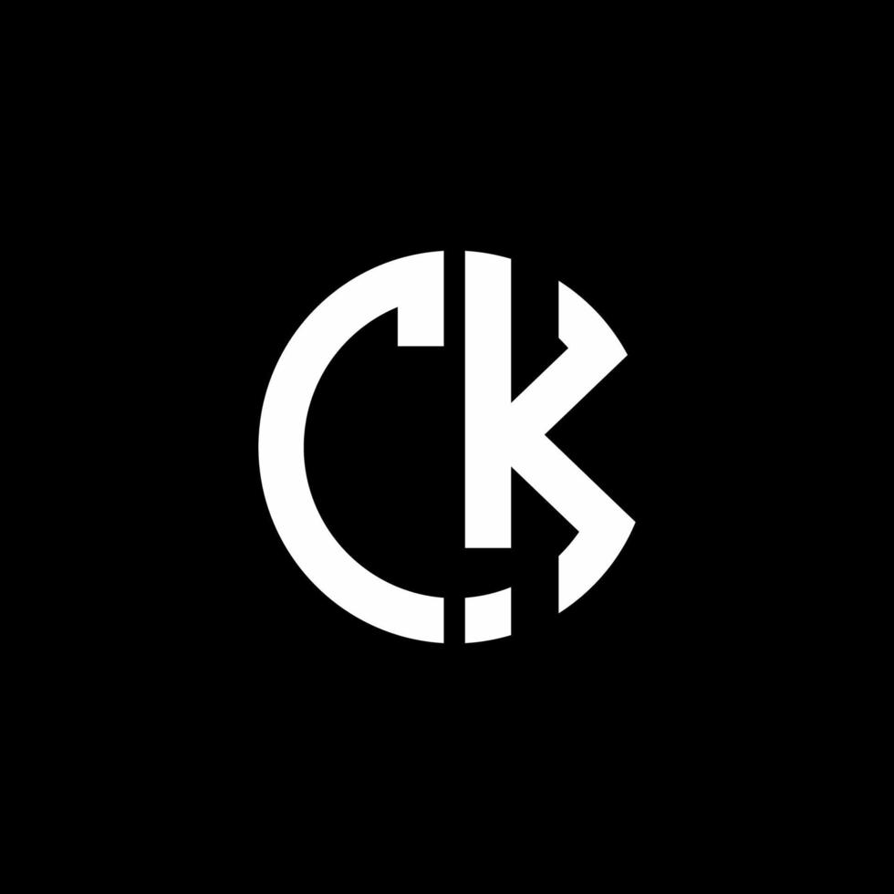 CK monogram logo circle ribbon style design template vector