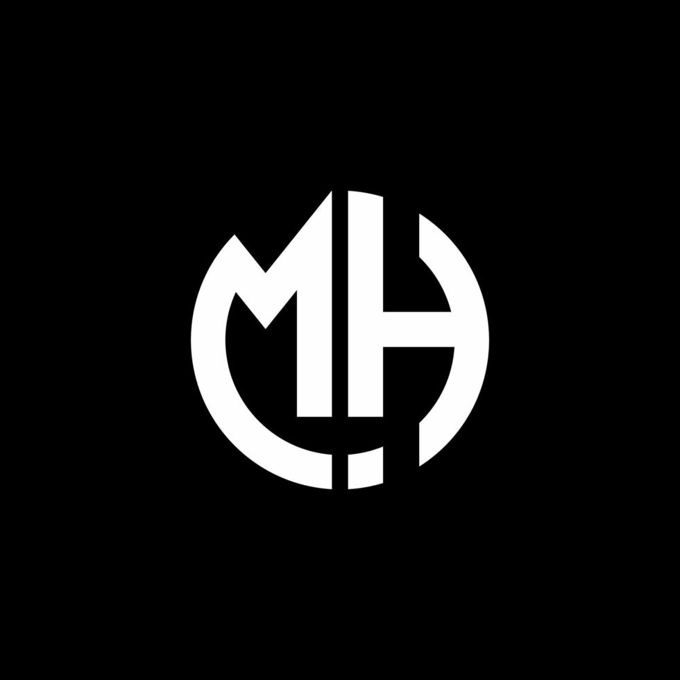 MH monogram logo circle ribbon style design template vector