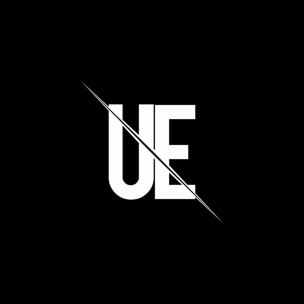 UE logo monogram with slash style design template vector