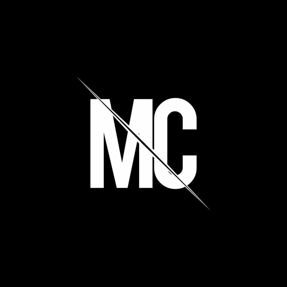 MC logo monogram with slash style design template vector