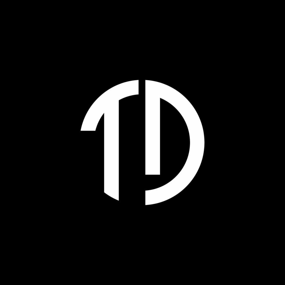 TD monogram logo circle ribbon style design template vector