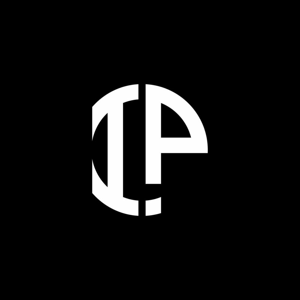 IP monogram logo circle ribbon style design template vector