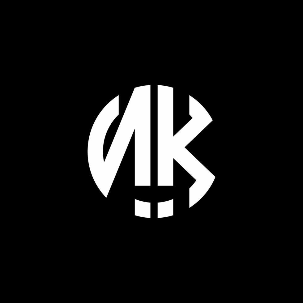 NK monogram logo circle ribbon style design template vector