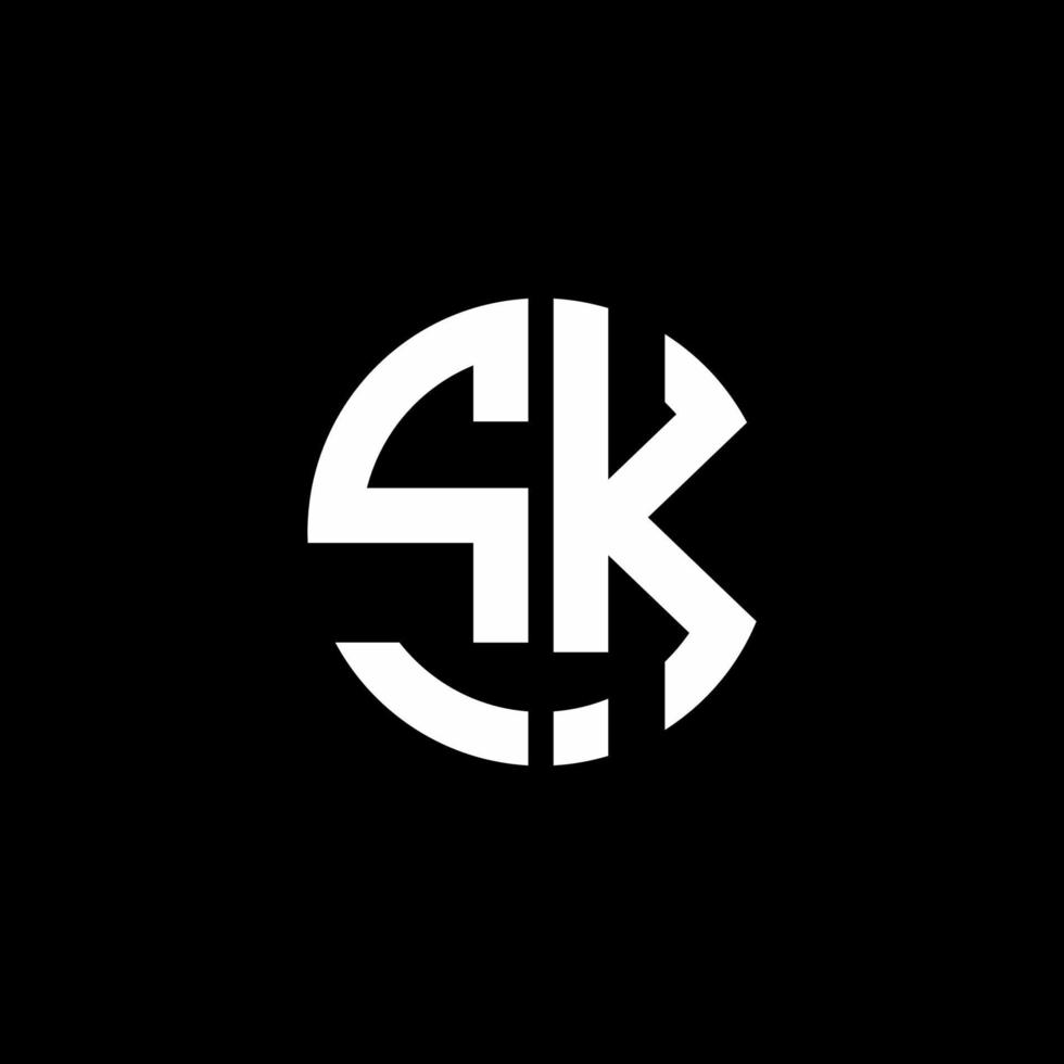 plantilla de diseño de estilo de cinta de círculo de logotipo de monograma sk vector