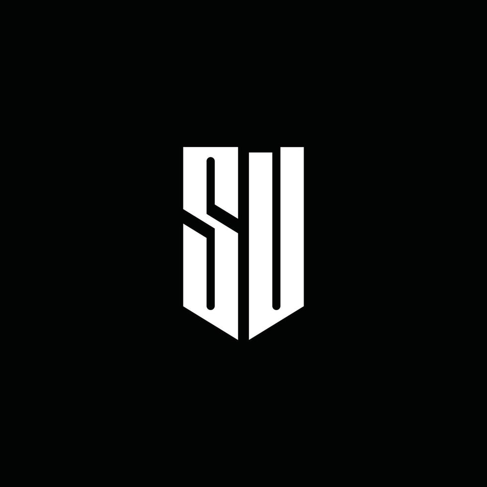 SU logo monogram with emblem style isolated on black background vector