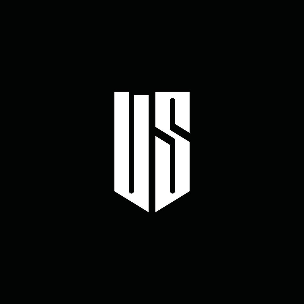 monograma del logotipo de EE. UU. con estilo emblema aislado sobre fondo negro vector
