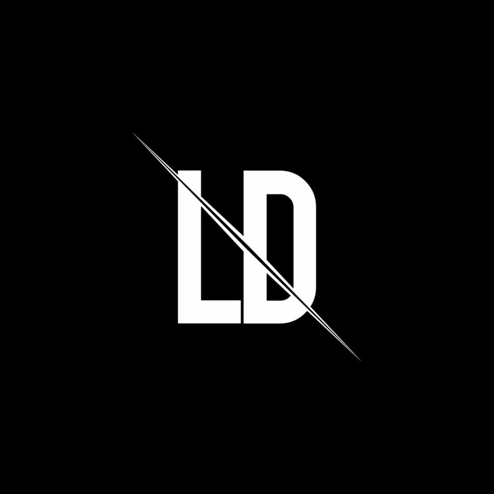 LD logo monogram with slash style design template vector