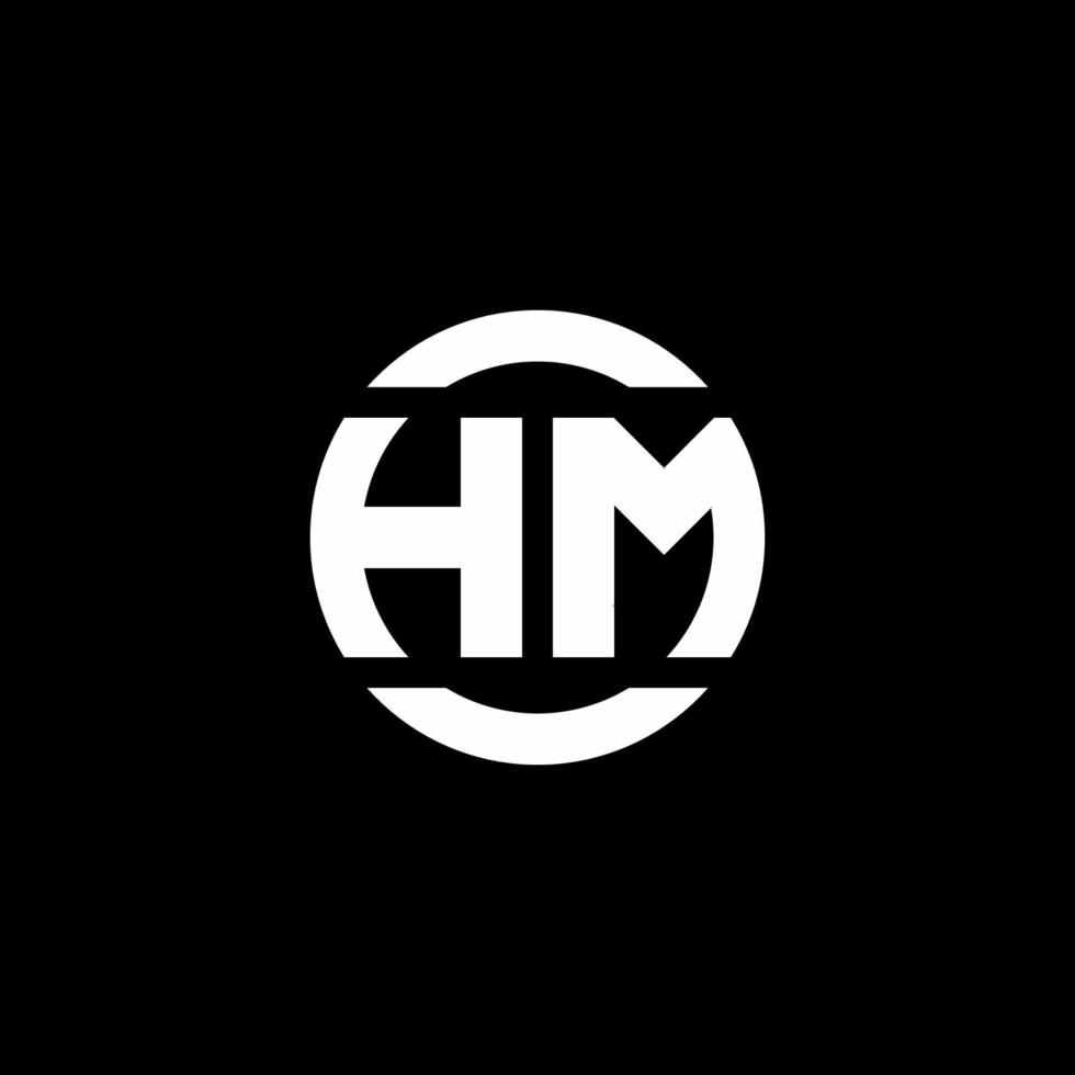 Monograma del logotipo de hm aislado en la plantilla de diseño de elementos circulares vector